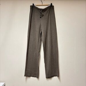 Brown Wide-Leg Silk Pants